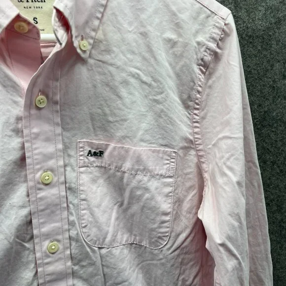 Abercrombie & Fitch Shirt Women Small Pastel Pink Casual Button Down Muscle Fit - Picture 5 of 11